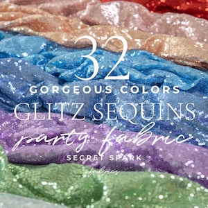 32 Colors Sequin Fabric by the Yard, Iridescent 3mm Glitter Sequins Mesh for Prom Woman Dress, Skirt, Top, Table Runner, Decoration | Glitz