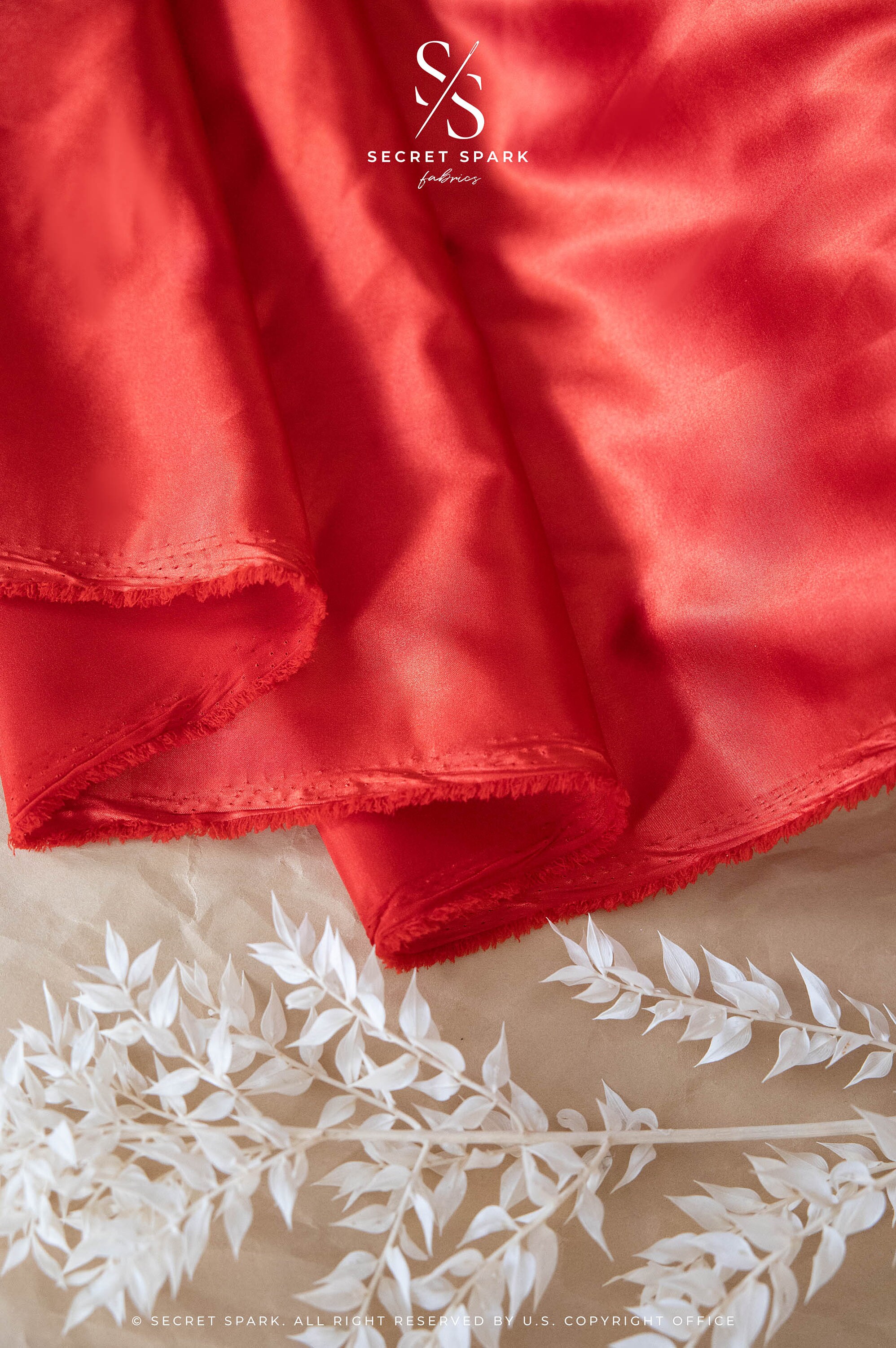 Red Soft Silky Satin Airy & Light Weight Fabric, One Way Stretch Satin ...