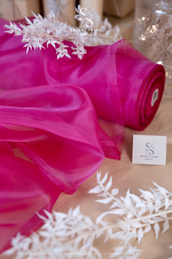 Fuchsia Color Solid Sheer Organza Material, Shiny Organza Fabric for Fashion, Event Decor, Ballet Tutus and Performance Costumes | Glimmer