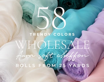 50% Wholesale Chiffon Fabric, B2B, Soft Matte Chiffon by Roll, Bulk Bridal Draping Fabric From 25 Yards | Aura