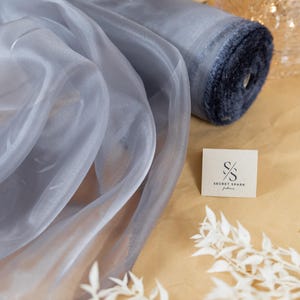 Dark Gray Sheer Crystal Organza Fabric by the Yard 59/60&quot; Wide, Solid Sheer Organza with Sparkle Shine for Dance Costumes, Crafts | Glimmer