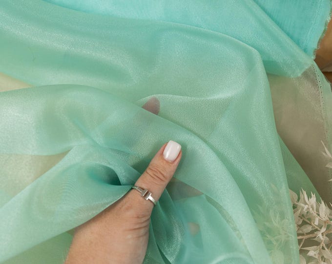 Mint Cream Silk Organza Fabric