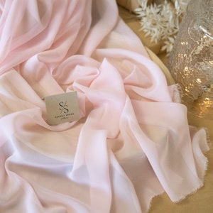Chiffon rosa pastel claro, chiffon macio e fosco de alta qualidade vendido por metro, tecido de chiffon leve para saias, tiaras e vestidos de verão | Aura