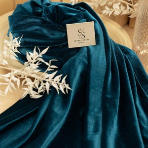 Deep Teal Stretch Velvet Fabric – Dramatic 4-Way Blue-Green Velour for Capes, Curtains, Theater Costumes, Pillows and Upholstery | Rich