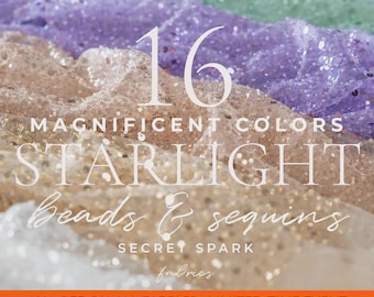 Starlight - Heavy Beads Pearls & Sequin Embroidery Tulle Fabric by the Yard, Beaded All Over Mesh for Prom, Bridal, Kids, Toddler Dresses