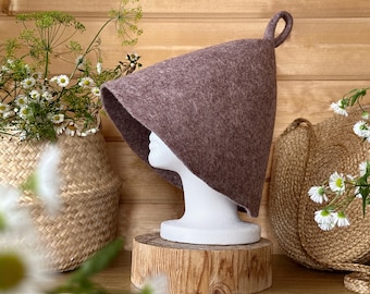 Saunahut gefilzt in erdigem Braun - A201, Lettisches Design