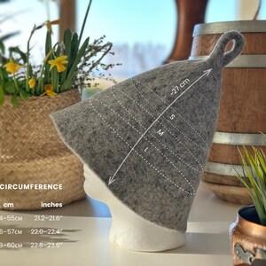Handgefertigte Filz-Sauna-Hut: Schatten Grau - A104 Spirale Loop, Spa-Accessoire Hitzeschutz Bild 5