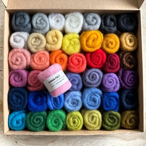 Carded Felting Wool Set - 42 Multi Colour Shades, 210g