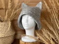 Handmade Felt Cat Sauna Hat with Ears: Soft Wool Animal Cap product logo