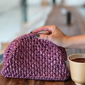 Handgestrickte Metallic Pink Clutch Bag: Abend häkeln
