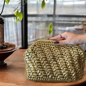 Metallic Crochet Clutch Bag: Handmade Evening Bag