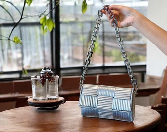 Handmade Metallic Woven Bag: Evening Luxury Purse