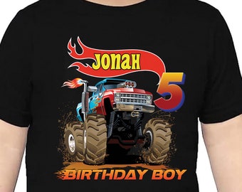 Personalized Monster Truck Birthday Shirt: Custom Kids Party Tee