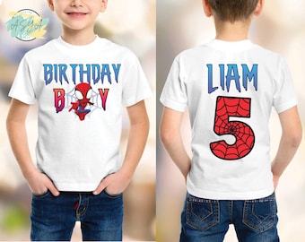 Personalized Spider Birthday Shirt: Superhero Party Tee
