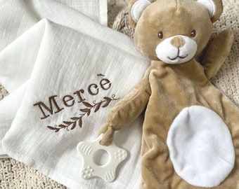 PERSONALISED Baby Shower Gift | Custom Embroidered Muslin Blanket | Newborn Essential