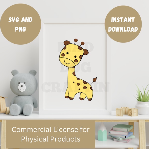 Adorable Giraffe SVG, Perfect for Nursery Decor, Baby Shower, Safari Theme Party, Kids' Room Decoration, Zoo party Decor, fun kid gift