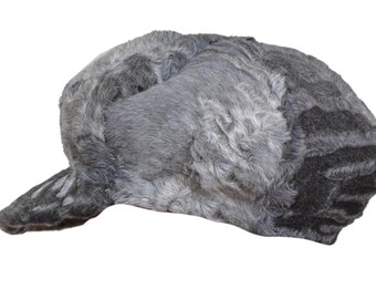 Men's Grey Persian Lamb Fur Newspaper Boy Cap - Vintage Winter Hat - Handmade Luxury Russian Style Fur Cap - Warm Golf Hat - Gift For Him