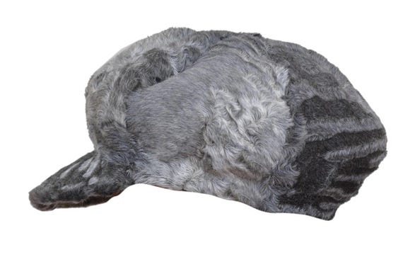 Vintage Gray Black Curly Wool Cossack Hat Persian Lamb Style Large Vintage Curly Persian Lamb Wool Hat: 1930s-40s Black Felt  main image 2