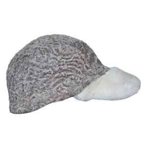 Grey Real Persian Lamb Fur Newspaper Boy Baseball Hat Cap Mink Fur Brim All sizes - Fast Shipping - Gift For Him