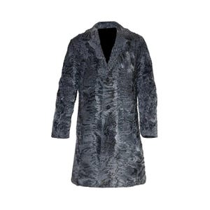 Men&#39;s Real Persian Lamb Fur Long Coat Grey Astrakhan Fur Karakul Fur Long Coat - Fast Shipping - Handmade - All Sizes