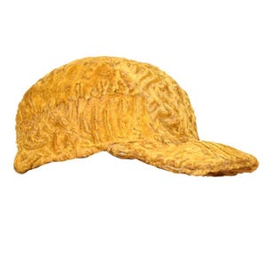 Yellow Real Persian Lamb Fur Newspaper Boy Baseball Hat Cap Persian Fur Brim All sizes - Fast Shipping - Gift For Him