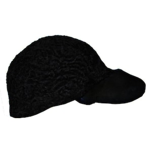 Black Real Persian Lamb Fur Newspaper Boy Baseball Hat Cap Mink Fur Brim All sizes - Fast Shipping - Gift For Him