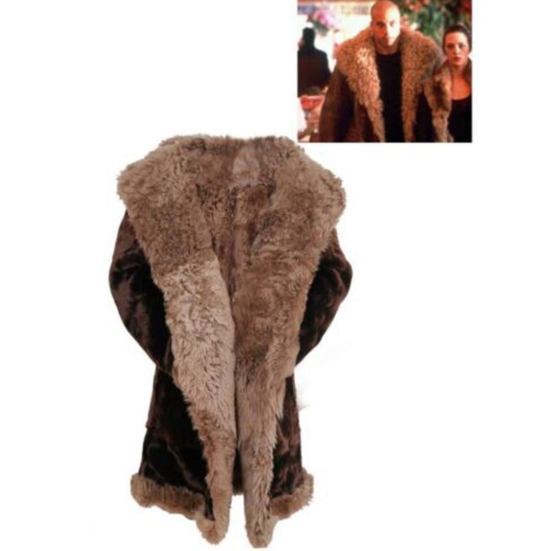 VIN DIESEL Real Nutria Long Hair Fur Coat With Alpaca Sheep