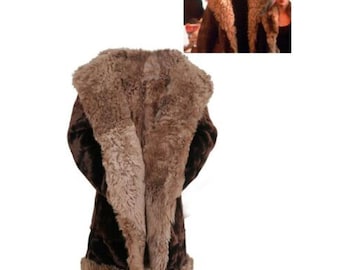VIN DIESEL Real Nutria Long Hair Fur Coat With Alpaca Sheep