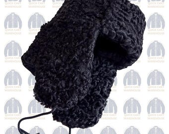 New Men’s Russian Fur Hat – Genuine Black Persian Lamb Fur Trapper Hat – Handmade Winter Hat With Ear Flaps – Vintage Fur Hat – Gift For Him