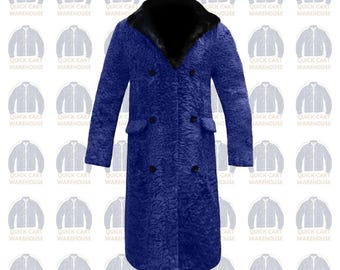 New Men’s Blue Fur Overcoat – Genuine Persian Lamb Fur Long Coat – Vintage Swakara Fur Winter Coat – Luxury Handmade Fur Coat – Gift For Him