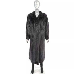 Casaco longo de pele de vison preto real feminino, todos os tamanhos, feito sob medida - Envio rápido - Feito à mão - Presente para ela
