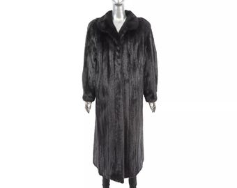 Luxury Women’s Real Black Ranch Mink Fur Full-Length Coat - Long Fur Elegant Evening Overcoat - Handmade Warm Winter Jacket - Gift For Her
