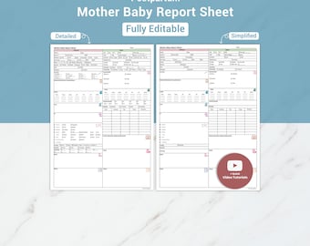 Editable Postpartum Nurse Report Sheet | Mother Baby Nursing Report Sheet Mom Baby OB Nursing| Post Partum Shift Handoff Nursing Brain Canva