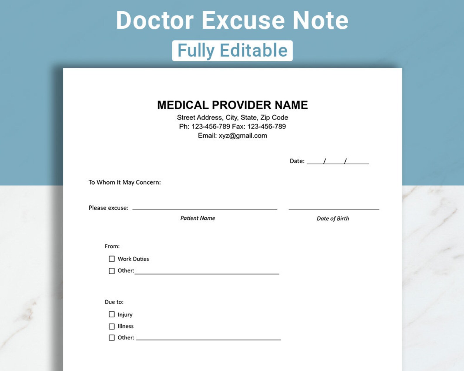 Doctor Excuse Note Template Doctor Note for Work School Excuse Note Doctor Excuse Note Template Doctor Note for Work School Excuse Note