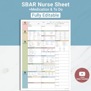 Editable SBAR Nursing Report Sheet Med Surg Nurse Brain ICU Report Sheet Nurse Handoff w/ Telemetry & To-Do Log RN Nursing Student Canva Pdf