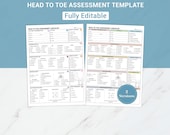 Editable Head To Toe Assessment Checklist for Nursing Student Patient Assessment Cheat Sheet Nursing Assessment Template for Nurse Printable