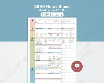 Editable SBAR Nursing Report Sheet Med Surg Nurse Brain ICU Report Sheet Nurse Handoff w/ Telemetry & To-Do Log RN Nursing Student Canva Pdf