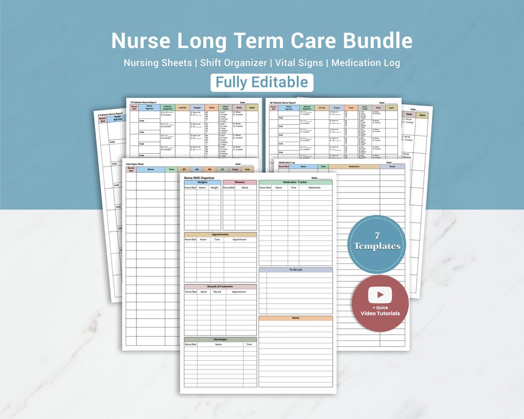 Editable Nurse Long Term Care Shift Organizer | LTC Nurse Report Sheet ...