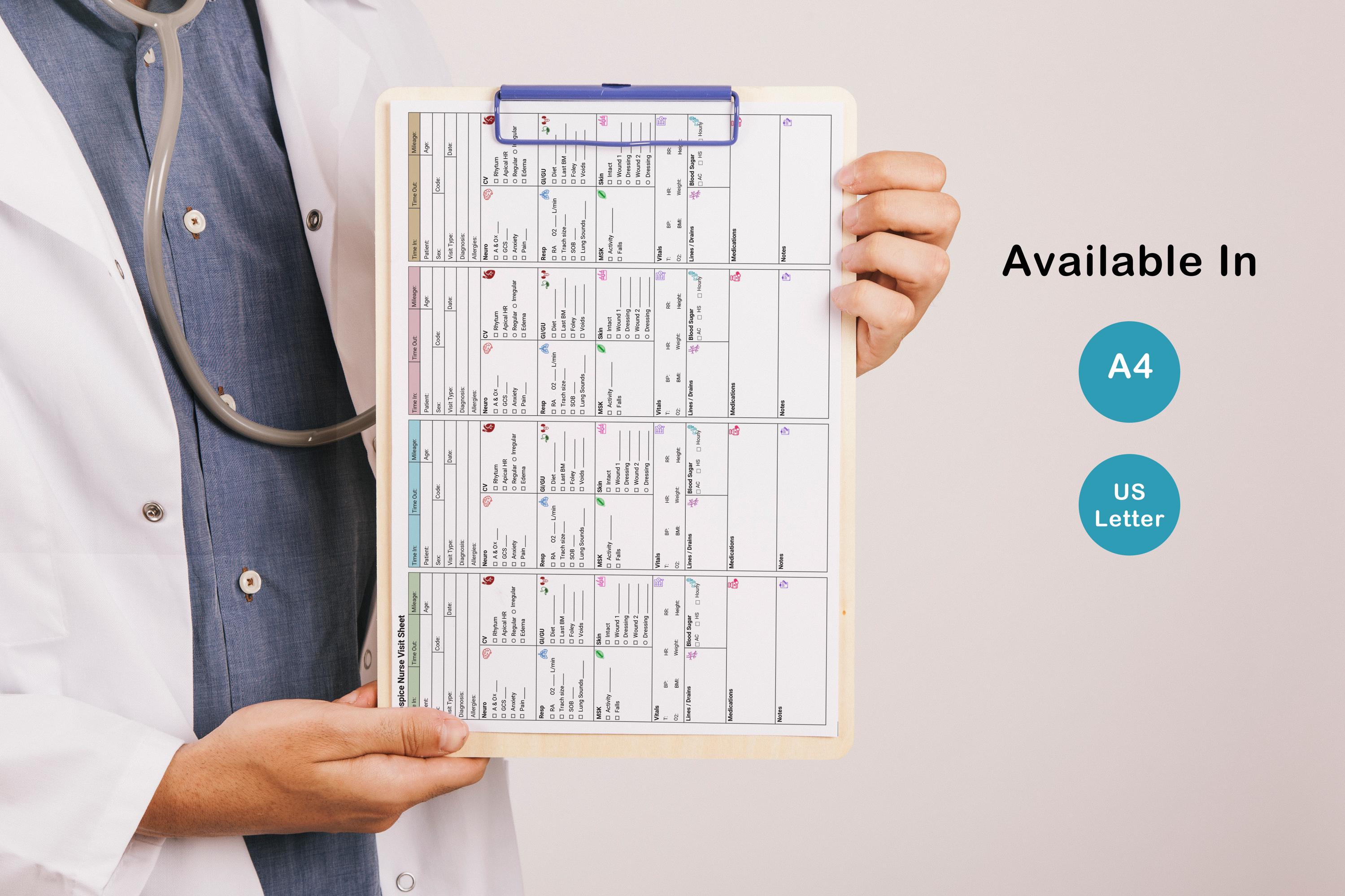 Editable Hospice Nurse Visit Sheet | Nurse Report Sheet Hospice Visit ...