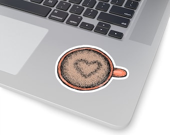 Coffee Love Mug Kiss-Cut Sticker | Water Bottle, Laptop, Helmet Sticker | 2x2, 3x3, 4x4 & 6x6 Inch