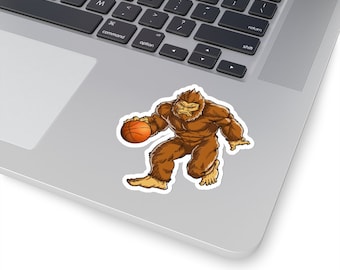 Sasquatch Playing Basketball Kiss-Cut Sticker | Water Bottle, Laptop, Helmet Sticker | 2x2, 3x3, 4x4 & 6x6 Inch Options