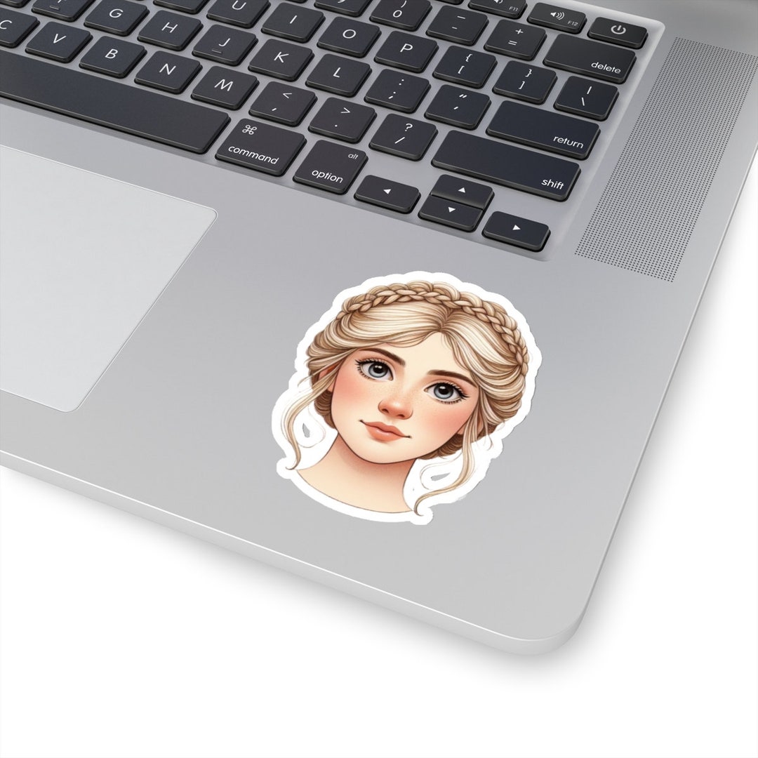 Blonde Woman With Braided Hair Sticker | Waterproof Laptop Decal - Etsy