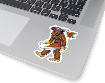 Pirate Sasquatch Kiss-Cut Sticker | Water Bottle, Laptop, Helmet Sticker | 2x2, 3x3, 4x4 & 6x6 Inch Options