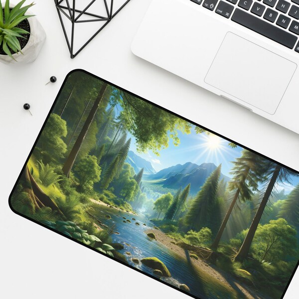 Nature Desk Mat Aesthetic Desk Mat Green Desk Mat Forest Desk Mat Gaming Mousepad Nature Lover Desk Mat Cute Mousepad Gaming Large Desk Mat