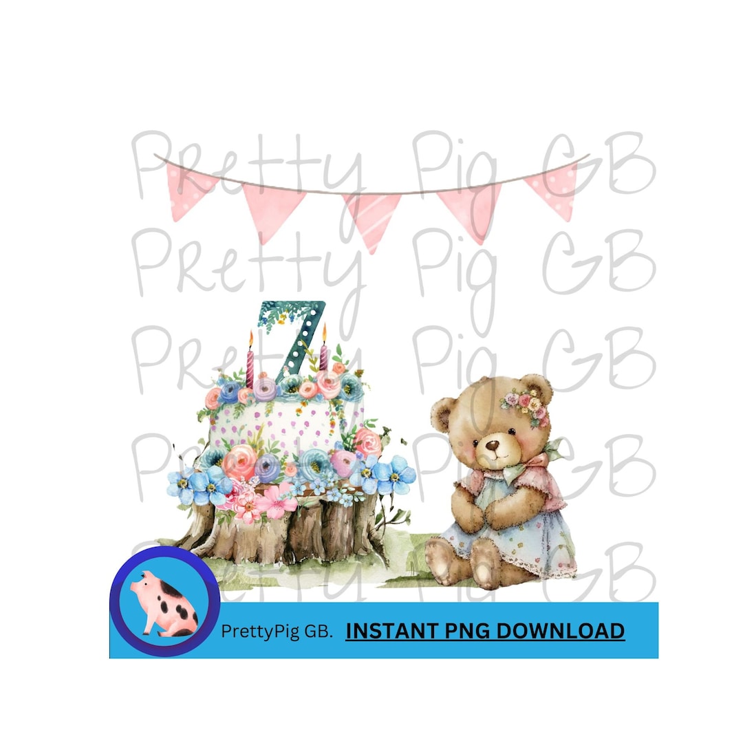 Girls 7th Birthday, PNG, Clip Art, Digital Download, 300 DPI - Etsy