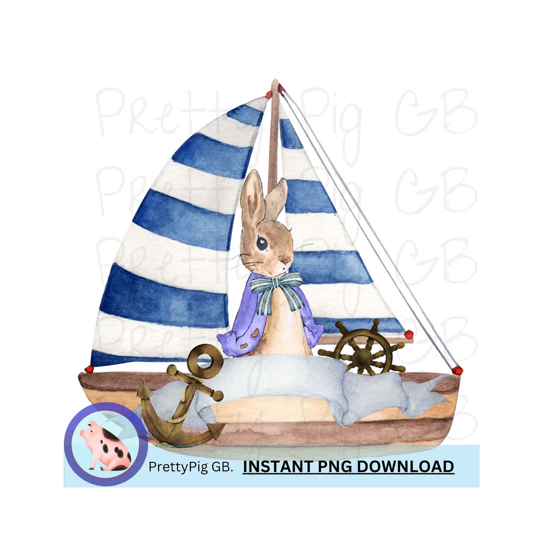 Sailing With Peter Rabbit, PNG, Clip Art, Digital Down Load - Etsy
