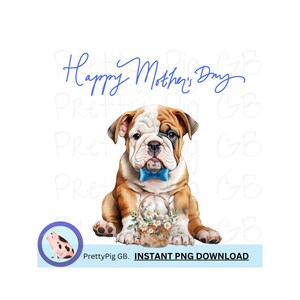 Moederdag Engelse Bulldog-puppy, PNG, Clip Art, Digitale download, 300 DPI