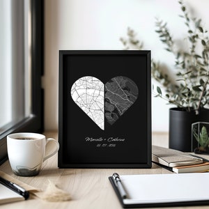 Benutzerdefinierte Herz Karte für Paare Personalisierte Hochzeitsgeschenk Valentinstag Fern Geschenk Jahrestag Geschenk Zwei Stück Herz DIGITAL DOWNLOAD