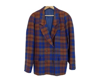 Blazer en laine à carreaux Burberry Vintage. Taille L.