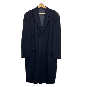 Yves Saint Laurent vintage donkerblauwe jas van wol en kasjmier